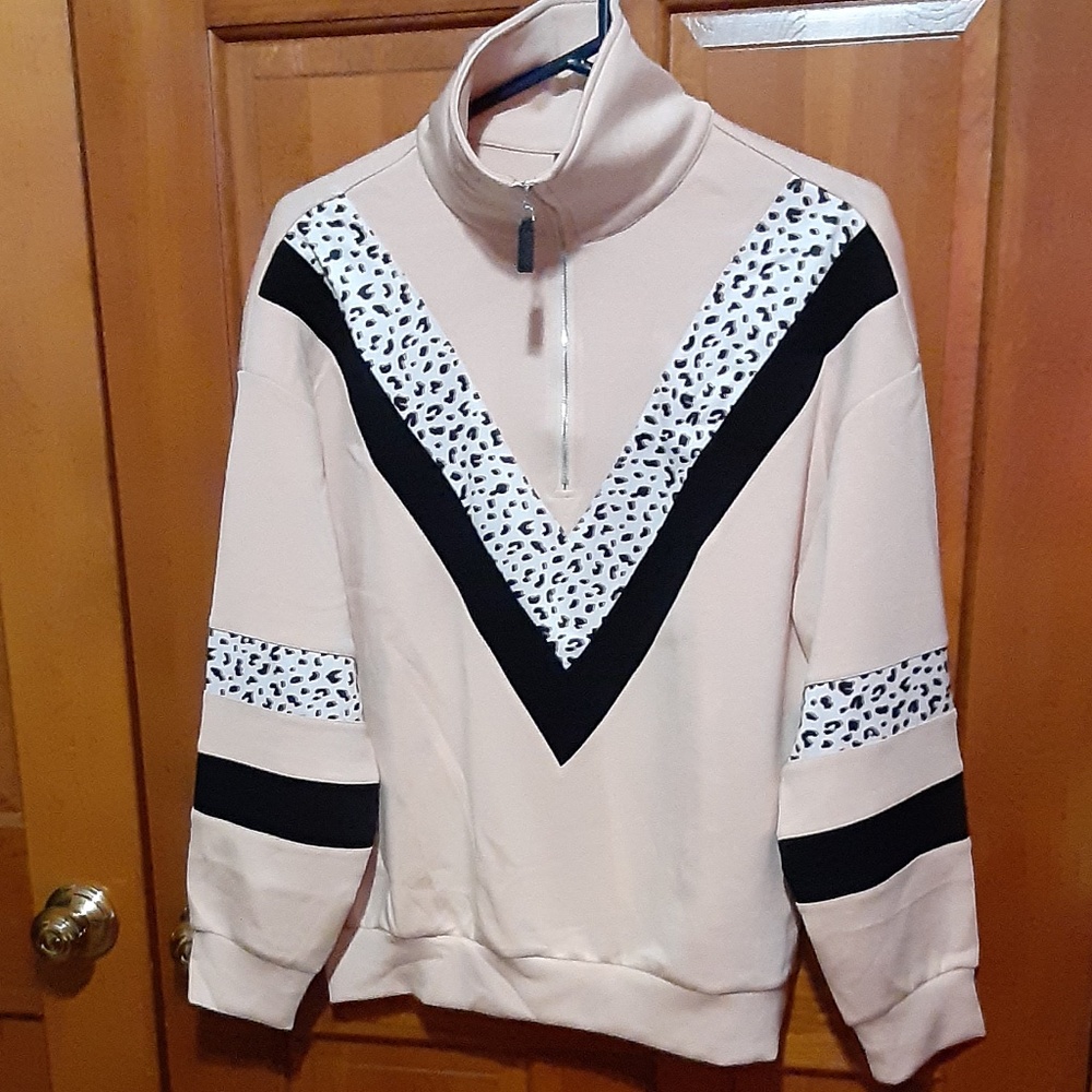 Oversized Buttery Soft Leopard Print Quarter Zip Pullover Sweatshirt
